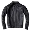 Survêtements pour hommes La première couche de veste en cuir de vachette pour hommes Col montant Slim Moto Tendance