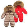 Russia Winter Newborn Baby Hoodie Big Fur Collar Boys Warm Outerwear Jumpsuit Baby Clothing Parka Snow Wear Girls Coats Jacket5004084