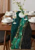 Masa bezi siyah yeşil mermer keten koşucular mutfak yemek dekoru düğün dekorasyonları için yıkanabilir