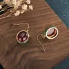 Stud Earrings Trendy Court Style Dangle For Women Temperament Oval Imitation Jade Pendant Enamel Earring Girl Party Jewelry Gift