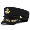 Crown British Navy Hat Metal Wheat Beret Cap Octagon skórzana czapka