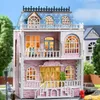 Architecture/BRICOLAGE Maison Mini Assemblage Modèle Rose Princesse Villa Architecture Kit À La Main 3D Puzzle DIY Maison De Poupée Jouet Maison Créative Chambre Chambre Décora