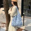 Borse da sera Y2K Cuore coreano Lavorato a maglia all'uncinetto Borsa beige Estetica Portafoglio lavorato a maglia Shopper Borse a spalla in maglia Tote di grande capacità Donna