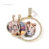 Iced Out 35mm 45mm Memory Pendants Halsband Hip Hop Custom Locket Photo Pendant med bild