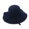 Fashion Women Lady Wide Brim Wool Felt Fedora Floppy Hats Vintage Female Girl Round Fedoras Cloche Cap Trilby Bowler Hat1855