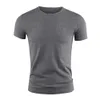 Mens Basic T-Shirt Düz Renk Kısa kollu Tee Yaz Sade Sıradan Spor Salonu Kas Mürettebatı İnce Fit Üstleri T-Shirts Erkek Giyim 240223