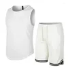 Herren-Trainingsanzüge 2024 Sport-Sets Rundhals-Trainingsanzug T-Shirt-Set Outdoor-Freizeitweste Shorts 2-teiliger Kleidungsanzug