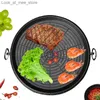BBQ Grills Plaque de barbecue coréenne plaque de barbecue sans fumée utilisée pour les fêtes de plage intérieures et extérieures camping et barbecue Q240305