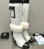 디자이너 럭셔리 여성 전기 자수 부츠 섹시한 컬러 일치하는 가죽 헤드 밴드 부츠 레이디 겨울 성냥 다양한 하이힐 신발