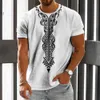 Herren-T-Shirts, Vintage-Herren-T-Shirt, ethnischer Druck, lässig, kurzärmelig, Sommer, Rundhalsausschnitt, Streetwear, männlich, loses Sweatshirt, atmungsaktiv, Herrenkleidung, L2402