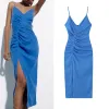 Dress Women Linen Solid Dress Spring And Summer Casuals Sexy Dress High Street Ladies Clothes Elegance Chic Dresses