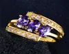Bröllopsringar Luxury Female Purple Oval Zircon Ring Vintage Yellow Gold Band Simple Bride Crystaly Engagement for Women2367885
