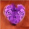 Party Favor 9pcs Parfumé Rose Fleur Pétale Bouquet Saint Valentin Cadeau Coeur Forme Boîte Bain Corps Savon Mariage 9ocs / Lot Drop Livraison Dh7Rn