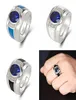 Wedding Rings Classic Men Band White Gold Plated Inlay Round Cut Blue Zircon Men039S Ring Casual Business Open Anniversary Jewe1574402