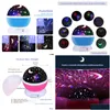 Night Lights LED Rotating Star Projecteur Nouveauté Éclairage Lune Ciel Rotation Enfants Bébé Pépinière Veilleuse À Piles D'urgence U Dhskl