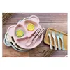 Vaisselle jetable dessin animé bébé enfants vaisselle ensemble alimentation assiette alimentaire plats bol avec cuillère fourchette assiettes écologiques M53 Drop Deli Dh29V