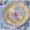 Pratos placas 200 pcs placa de carregador claro com contas de ouro aro acrílico plástico decorativo jantar servindo casamento decoração de festa de natal dr dhlve