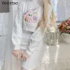 Dresses Women Knitted Lolita Sets Oneck Long Sleeve Casual Crop Tops Kawaii Bunny Embroidery Sweaters Mini Knitted Twist Skirts Suits