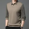 Herren Pullover Winter Verdickt Gefälschte Zweiteilige Casual Hemd Stricken Pullover männer kleidung Gestrickte Unterwäsche Pullover Große 240301