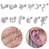 12PCS G23 Steel Cz Moon Labret Lip Ring Crystal Flower Ear Cartilage Tragus Helix Daith Earrings Piercing Body Jewelry 240228