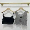 Sıradan Giyim Tasarımcısı Kolsuz Bayanlar Kes Siyah Saten Sukçaları Rhinestone Sparkly Hollow Yelek 2 Parçalı 2 Uzunlukta Set