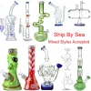 Gros narguilés Bangs en verre capiteux Beaker Bong Recycler Tuyaux d'eau Pomme de douche Perc Huile droite Dab Rigs avec bol Styles mixtes acceptés LL