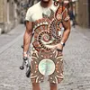 Tute da uomo Tuta Primavera Autunno Stampa 3D Manica corta O Collo Vestito Casual Abito maschile Hip-hop Luxury Man Set Estate Harajuku