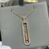 Desginer Messikas Jewelry Edition v Vold Gold Plated 18k Rose Gold Barge Three Diamond Rolling Full Diamond Necklace Messica Netclace Womens Chain