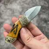 Bullbone Mini Damascus Steel Outdoor folding Wilderness Fruit Pocket Portable Knife 971756