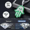 Trend Emaille vergoldet 925 Sterling Silber Vvs Moissanit Diamant Iced Out Evil Eye Hamsa Hand Anhänger Halskette für Männer Frauen