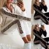 Suits Leopard Print Women Tracksuit Casu