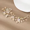 Handgefertigte lange Fashion Pearl Metal Blätter Braut Haarnadeln Kopfstücke Hochzeitskleiderzubehör Haare Clips