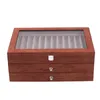 Wood Fountain Pen Collector med 3 lager Display Box 34 Organiser Pens Case Storage Glass