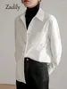 Женские блузки Zadily 2024, зимняя офисная женская белая базовая рубашка в корейском стиле, толстая рабочая блузка на пуговицах, женская осенняя одежда, топы