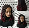 手作りの14インチボックスブレードレースフロントウィッグ巻きチップ1Bburgundy Ombre Red Color Short Braiding Hair Synthetic Wigs for Black6087855