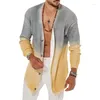 남자 트렌치 코트 와플 와플 3D 그라디언트 프린트 재킷 남자 가을 긴 소매 느슨한 패션 버튼 가디건 탑 코트 스트리트웨어 의류