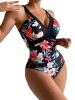 Mayo Moda Baskı Mayoları Kadınlar 2023 Yüksek Bel 1 Parça Bikini Set Sıkı Seksi Sırtsız Mayo Yüzme, Fitness, Plaj Vacat