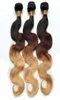 Ombre Hair Extensions Brazylijska fala ciała splot włosów Trzy ton 1B427 Virgin Human Hair Extensions 3 lub 4 PCSLOT21221755207655