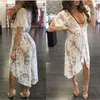 Été Femmes Beach Wear Cover Up Robe Longue Sexy Cardigan Brésilien Dentelle Creux Bikini Blouse Maillots De Bain Tunique De Mode Sarongs2072