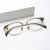 Óculos ópticos para homens e mulheres, designer retrô GMS-641TS, óculos de folha de moda, armação de titânio, elasticidade detalhada, estilo quadrado, placa de lente de luz anti-azul com caixa