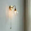 Wandlamp IWHD Nordic LED-badkamerspiegellamp Armatuur Trekkettingschakelaar Homeverlichting Koperglas Nodern Wandlamp Blaker Lampara Pared