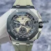 Relógio Funcional de Máquinas AP Watch Royal Oak Offshore 26420SO Anel de Cerâmica Amarelo Deserto Fumado Material de Aço de Precisão Função de Sincronização Relógio de Cavalheiros 43mm