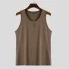 Men's Tank Tops INCERUN 2024 American Style Hollowed Knitted Design Vests Casual Well Fitting All-match Simple Solid S-5XL