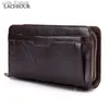 Money Clips Lachiour Men Genuine Leather Clutch Bag Wallet Male Long Double Zipper wallet Coin Mens Phone Bag for Card Holder Case L240306