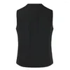 Heren Vesten Double Breasted Formeel Bruiloft Vest Voor Mannen Smart Casual Pak Vest Slim Fit Revers Hals Zwarte Kleur Modieus