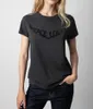 Damen-T-Shirts im französischen Stil, lässiges Oberteil, 2024, Sommer, Plüsch, Buchstaben-Flügel-Design, Baumwolle, schmale Passform, vielseitiges Kurzarm-T-Shirt
