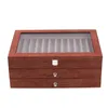 Laag Houten Vulpen Collector Display Box 34 Organizer Pennen Case Storage Met Glazen Venster