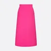 スカート2024スプリングモダンエレガンスパッションピンク高品質のウールシルク洗練されたフレアカットミディウーマンスカート
