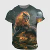 Heren T-shirts Zomer Ronde Hals Fierce Animal Hot T-shirt met korte mouwen voor heren