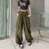 Capris Y2K Donna Streetwear Techwear Cargo Coreano Harajuku Paracadute Pantaloni da pista Uomo Tech Pantaloni sportivi Gamba larga Pantaloni Pantaloni Abbigliamento